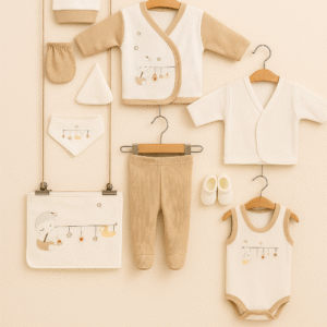 %100 Organik Pamuk 10'lu Hastane Çıkışı Seti -BEJ