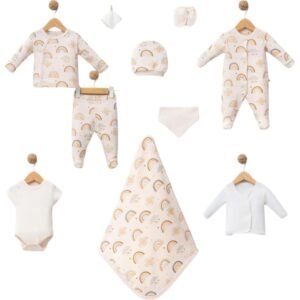 %100 Organik Pamuk 10'lu Hastane Çıkışı Seti -GÖKKUŞAĞI