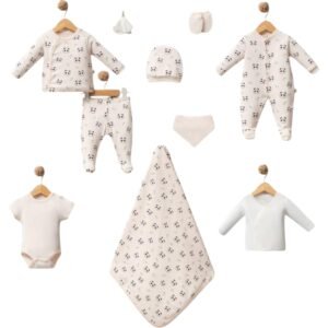 %100 Organik Pamuk 10'lu Hastane Çıkışı Seti -PANDA