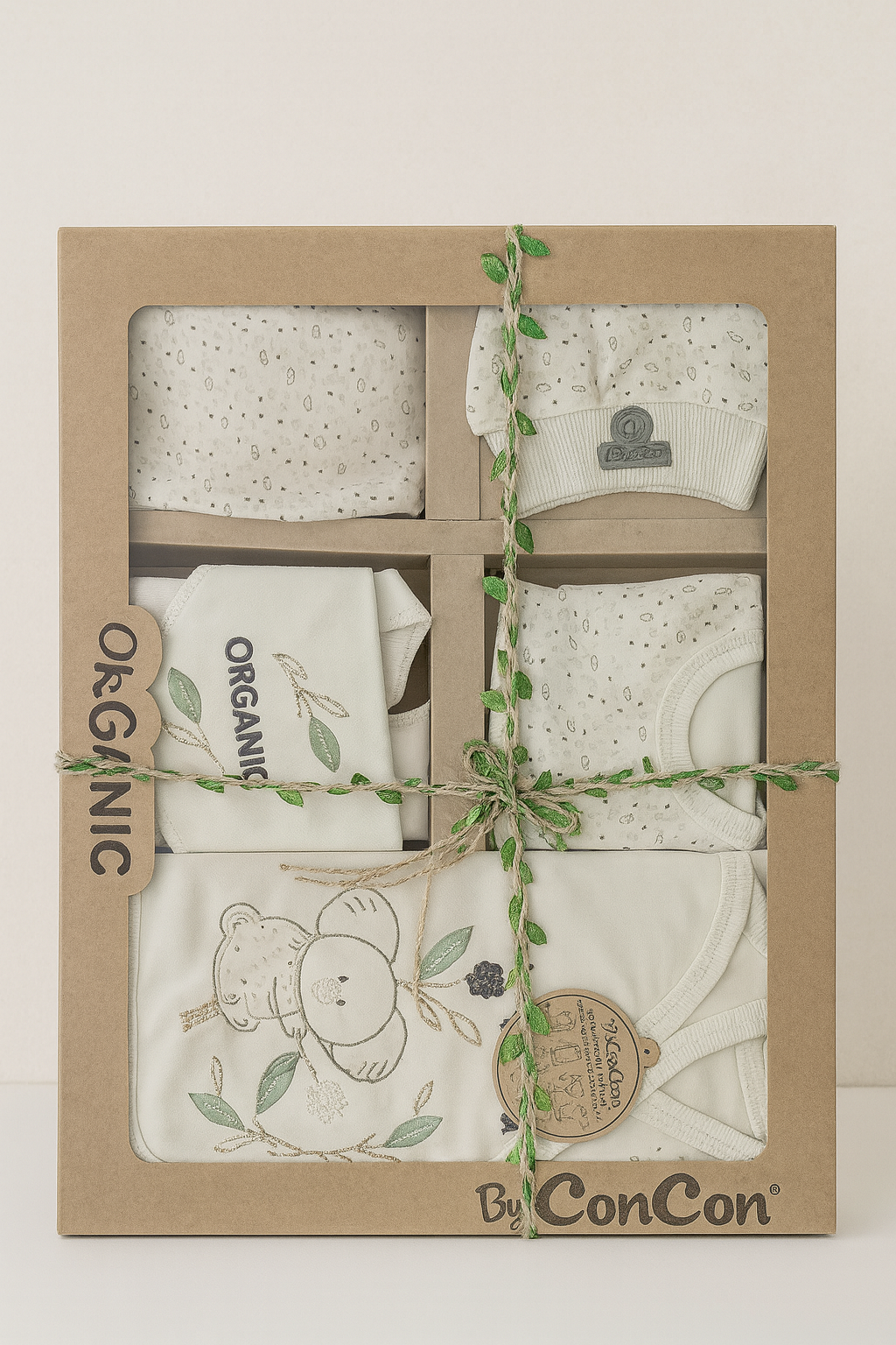 %100 Organik Pamuk 8'li Yenidoğan Bebek Hastane Çıkışı Seti – Koala Nakışlı - Görsel 2