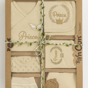 %100 Organik Pamuk 8'li Yenidoğan Erkek Bebek Hastane Çıkışı Seti – Prince Nakışlı
