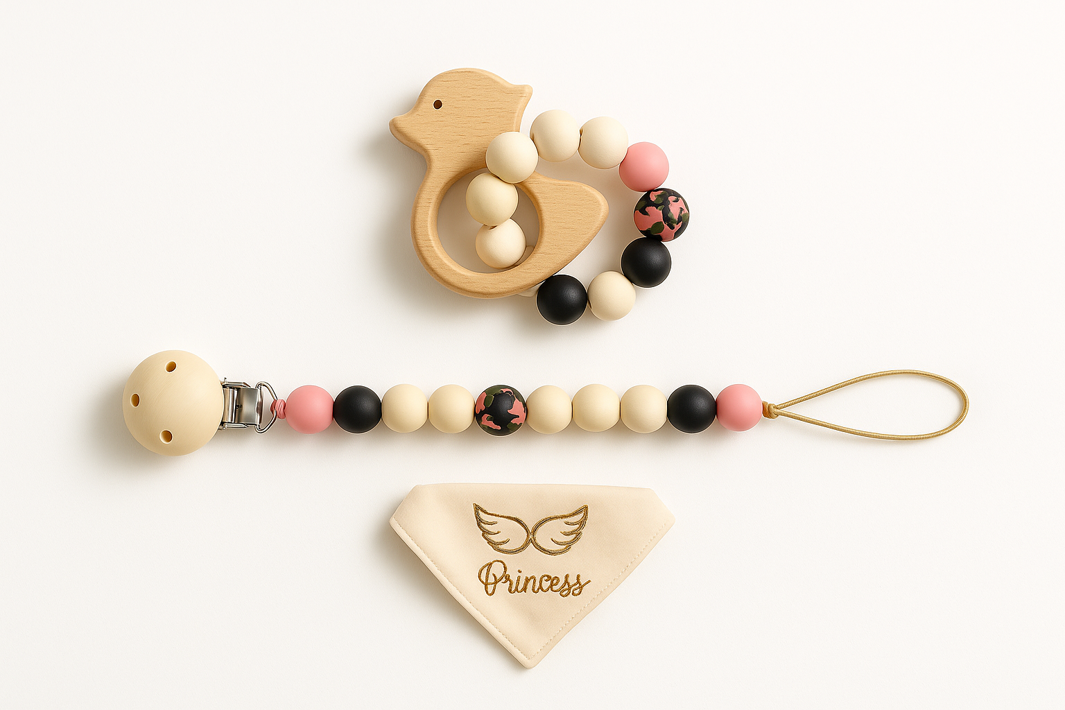 Organik Ahşap Emzik Askısı ve Diş Kaşıyıcı