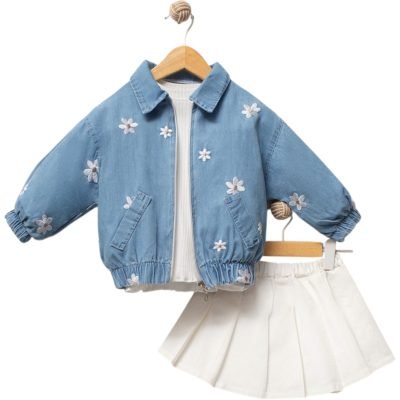 Ceketli Kız Bebek Kot Takım (üçlü)