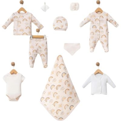 %100 Organik Pamuk 10’lu Hastane Çıkışı Seti -GÖKKUŞAĞI