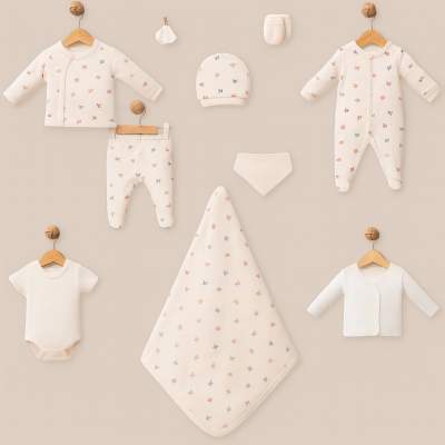 %100 Organik Pamuk 10’lu Hastane Çıkışı Seti -KELEBEK